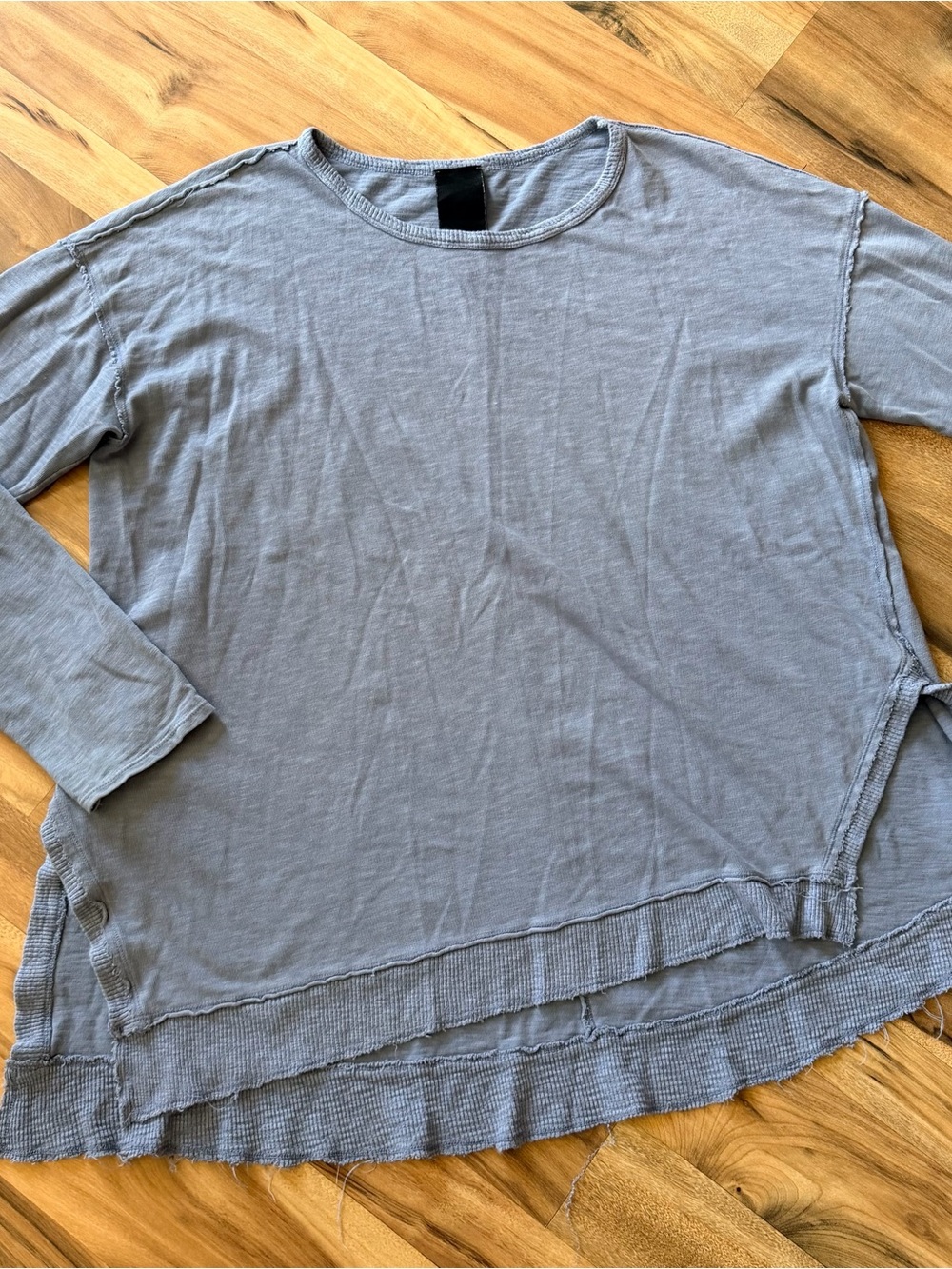 Heather brand Light Gray Women's Long Sleeve Layered Hem Top
